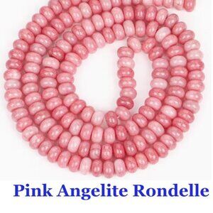 Pink Angelite Rondelle Stone Beads  5x8mm About 75 Beads